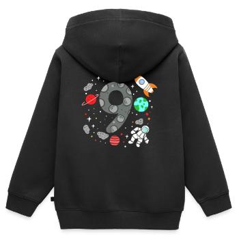 9. Geburtstag Weltraum Astronaut - Kinder Premium Organic Zip Hoodie - Schwarz - Hinten - AI Model Kid Male (0cm)