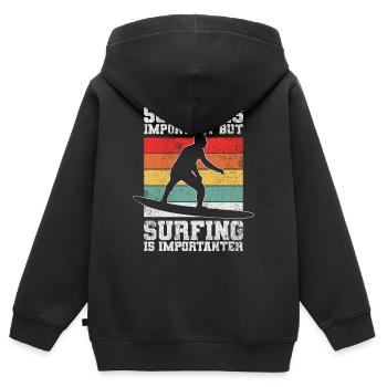 Surfen Surfer - Kinder Premium Organic Zip Hoodie - Schwarz - Hinten - AI Model Kid Male (0cm)