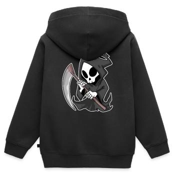 Sensenmann mit Sense - Kinder Premium Organic Zip Hoodie - Schwarz - Hinten - AI Model Kid Male (0cm)