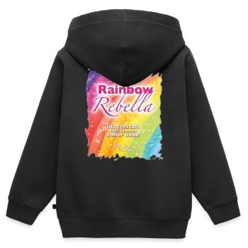 Rainbow Rebella - Sonja Ariel von Staden - Kinder Premium Organic Zip Hoodie - Schwarz - Hinten - AI Model Kid Male (0cm)