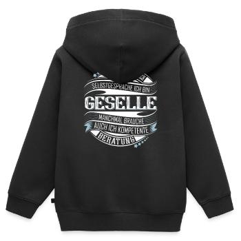 Geselle - Kinder Premium Organic Zip Hoodie - Schwarz - Hinten - AI Model Kid Male (0cm)