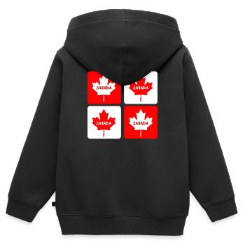 Drapeaux en feuille d'érable du Canada - Sweat Premium à capuche zippé enfant bio - noir - Dos - AI Model Kid Male (0cm)