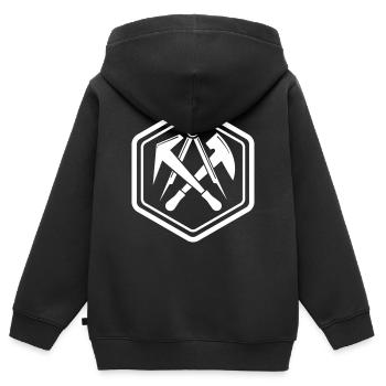Tradition Dachdecker Zunftzeichen Sechseck Emblem - Kinder Premium Organic Zip Hoodie - Schwarz - Hinten - AI Model Kid Male (0cm)