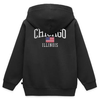 Chicago Flag Arc Emblem - Kinder Premium Organic Zip Hoodie - Schwarz - Hinten - AI Model Kid Male (0cm)