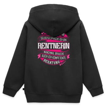 Rentnerin - Kinder Premium Organic Zip Hoodie - Schwarz - Hinten - AI Model Kid Male (0cm)