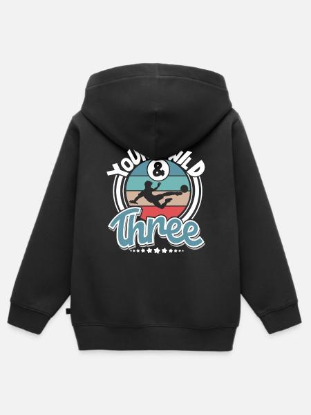 Fußball 3 Jahre Kinder Kindergeburtstag - Kinder Premium Organic Zip Hoodie - Schwarz