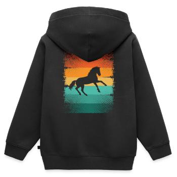 Cheval - Sweat Premium à capuche zippé enfant bio - noir - Dos - AI Model Kid Male (0cm)