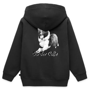 Sheltie Border Collie Hunde Collie Rassehund - Kinder Premium Organic Zip Hoodie - Schwarz - Hinten - AI Model Kid Male (0cm)