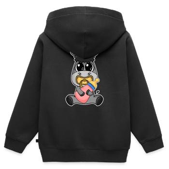 Baby Esel - Kinder Premium Organic Zip Hoodie - Schwarz - Hinten - AI Model Kid Male (0cm)