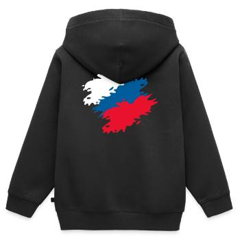 République tchèque - Sweat Premium à capuche zippé enfant bio - noir - Dos - AI Model Kid Male (0cm)