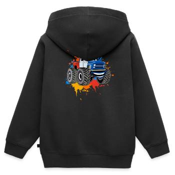 Monstertruck - Kinder Premium Organic Zip Hoodie - Schwarz - Hinten - AI Model Kid Male (0cm)