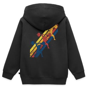 Gewichtheben Gewichtheber - Kinder Premium Organic Zip Hoodie - Schwarz - Hinten - AI Model Kid Male (0cm)