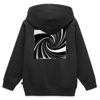 Vortex noir et blanc - Sweat Premium à capuche zippé enfant bio - noir - Dos - AI Model Kid Male (0cm)