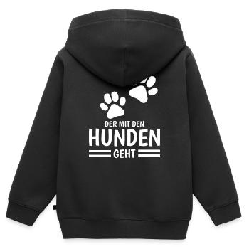Hund und Herrchen Sprüche - Kinder Premium Organic Zip Hoodie - Schwarz - Hinten - AI Model Kid Male (0cm)