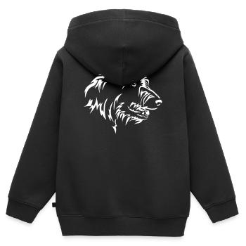 Irish Wolfhound Kopf "Black Edition" - Kinder Premium Organic Zip Hoodie - Schwarz - Hinten - AI Model Kid Male (0cm)