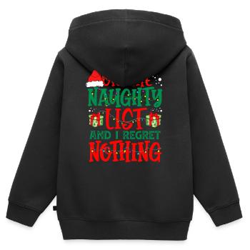 Sur la liste coquine et je ne regrette rien de drôle Xma - Sweat Premium à capuche zippé enfant bio - noir - Dos - AI Model Kid Male (0cm)