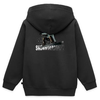 snowboarding - Sweat Premium à capuche zippé enfant bio - noir - Dos - AI Model Kid Male (0cm)