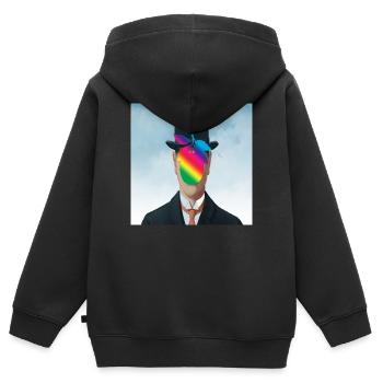 Rainbow Apple-Man - Kids Premium Organic Zip-up Hoodie - black - Back - AI Model Kid Male (0cm)