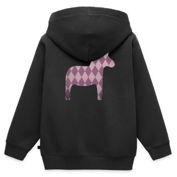 Dalapferd Rauten rosa Pferd Mädchen skandinavisch - Kinder Premium Organic Zip Hoodie - Schwarz - Hinten - AI Model Kid Male (0cm)