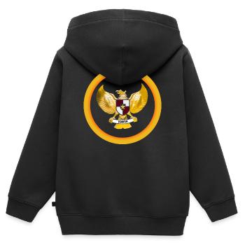 Indonésie Garuda pancasila Indonesia - Sweat Premium à capuche zippé enfant bio - noir - Dos - AI Model Kid Male (0cm)