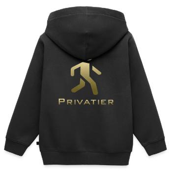 Dessin privé en or - Sweat Premium à capuche zippé enfant bio - noir - Dos - AI Model Kid Male (0cm)