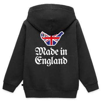 Union Jack Flagge Made in England Britisch UK Teekanne - Kinder Premium Organic Zip Hoodie - Schwarz - Hinten - AI Model Kid Male (0cm)
