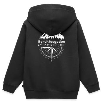 Berchtesgaden - Kinder Premium Organic Zip Hoodie - Schwarz - Hinten - AI Model Kid Male (0cm)