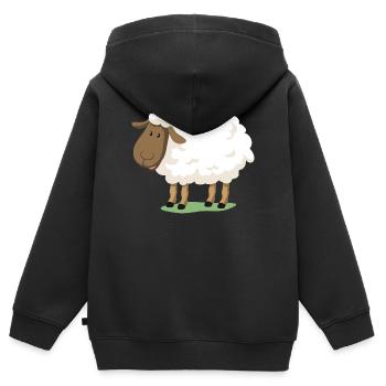 White Sheep – Illustration mignonne pour enfants - Sweat Premium à capuche zippé enfant bio - noir - Dos - AI Model Kid Male (0cm)