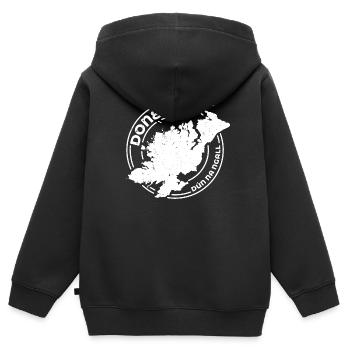 Comté de Donegal Irlande | Timbre de contour de carte - Sweat Premium à capuche zippé enfant bio - noir - Dos - AI Model Kid Male (0cm)