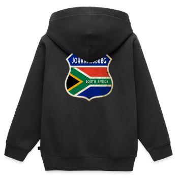 Johannesburg Südafrika Wappen Flaggen Design - Kinder Premium Organic Zip Hoodie - Schwarz - Hinten - AI Model Kid Male (0cm)