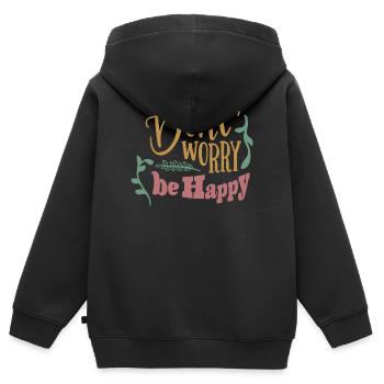 Don't worry be happy - Kids Premium Organic Zip-up Hoodie - black - Back - AI Model Kid Male (0cm)