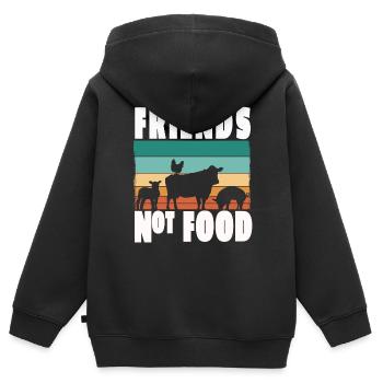 Vegan Vegetarisch Friends not Food Tierschutz - Kinder Premium Organic Zip Hoodie - Schwarz - Hinten - AI Model Kid Male (0cm)