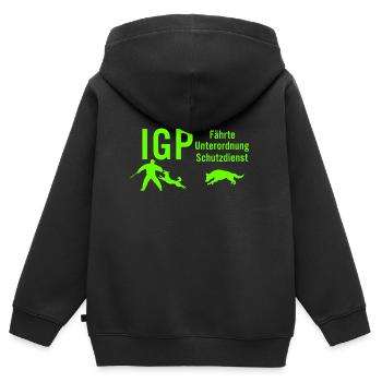 IGP Hundesport - Green - Kinder Premium Organic Zip Hoodie - Schwarz - Hinten - AI Model Kid Male (0cm)