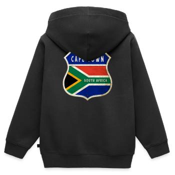 Kapstadt Südafrika Wappen Flaggen Design - Kinder Premium Organic Zip Hoodie - Schwarz - Hinten - AI Model Kid Male (0cm)