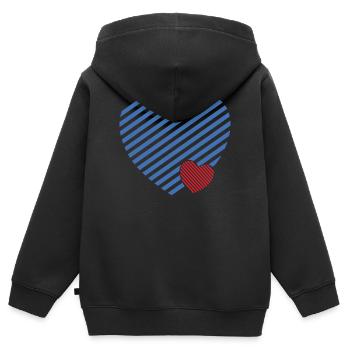 Double Heart - Idée cadeau textile design - Sweat Premium à capuche zippé enfant bio - noir - Dos - AI Model Kid Male (0cm)