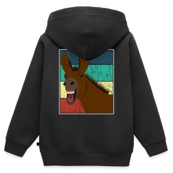 Maultier Muli Esel Pferd Vintage Geschenk - Kinder Premium Organic Zip Hoodie - Schwarz - Hinten - AI Model Kid Male (0cm)