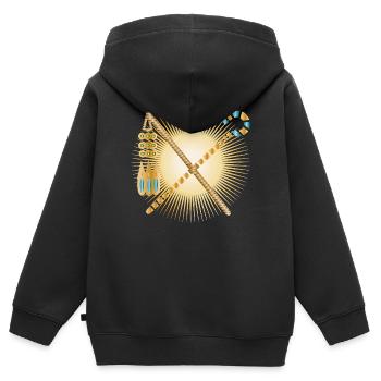 strahlendes Haken & Dreschflegel Pharaonen Zepter - Kinder Premium Organic Zip Hoodie - Schwarz - Hinten - AI Model Kid Male (0cm)