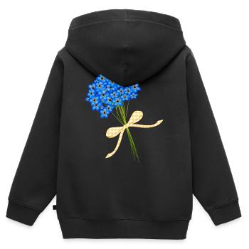 bouquets délicats oubliez-moi-pas - Sweat Premium à capuche zippé enfant bio - noir - Dos - AI Model Kid Male (0cm)