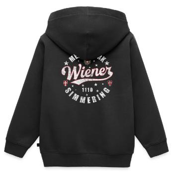 Ein echter Wiener Mein Bezirk 1110 Simmering - Kinder Premium Organic Zip Hoodie - Schwarz - Hinten - AI Model Kid Male (0cm)