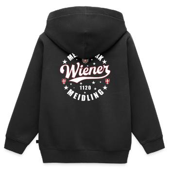 Ein echter Wiener Mein Bezirk 1120 Meidling - Kinder Premium Organic Zip Hoodie - Schwarz - Hinten - AI Model Kid Male (0cm)