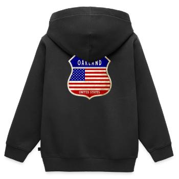 Oakland USA United States Wappen Flaggen - Kinder Premium Organic Zip Hoodie - Schwarz - Hinten - AI Model Kid Male (0cm)