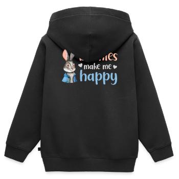 Rabbit Rabbit - Kids Premium Organic Zip-up Hoodie - black - Back - AI Model Kid Male (0cm)