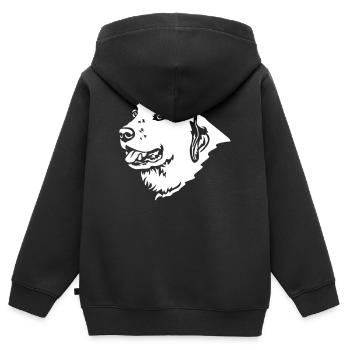 Tête Ovcharka d’Asie centrale « Black Edition » - Sweat Premium à capuche zippé enfant bio - noir - Dos - AI Model Kid Male (0cm)