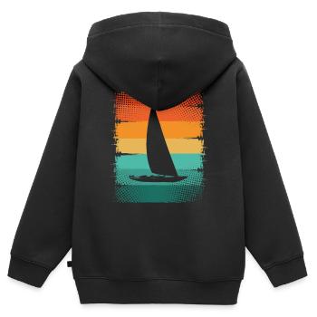 Segelboot - Kinder Premium Organic Zip Hoodie - Schwarz - Hinten - AI Model Kid Male (0cm)