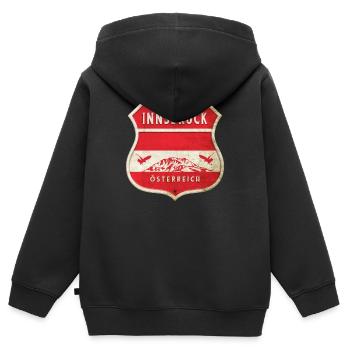 Innsbruck Österreich Wappen Flaggen Design - Kinder Premium Organic Zip Hoodie - Schwarz - Hinten - AI Model Kid Male (0cm)