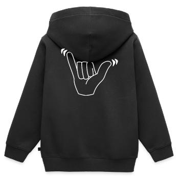 Aloha Handzeichen Hawaii weiß - Kinder Premium Organic Zip Hoodie - Schwarz - Hinten - AI Model Kid Male (0cm)