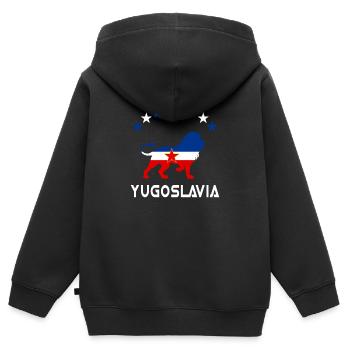 Jugoslawien Löwen Design - Kinder Premium Organic Zip Hoodie - Schwarz - Hinten - AI Model Kid Male (0cm)