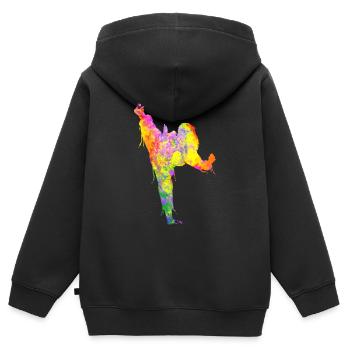 Tae Kwon Do Karate Bunte Silhouette für Mädchen - Kinder Premium Organic Zip Hoodie - Schwarz - Hinten - AI Model Kid Male (0cm)