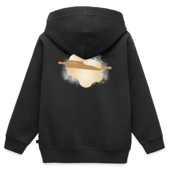 gestreutes Mehl mit ausgerollten Teig - Kinder Premium Organic Zip Hoodie - Schwarz - Hinten - AI Model Kid Male (0cm)