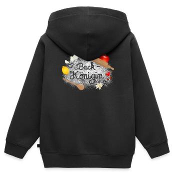 Mehl und Back Zutaten mit Schriftzug Back Königin - Kinder Premium Organic Zip Hoodie - Schwarz - Hinten - AI Model Kid Male (0cm)